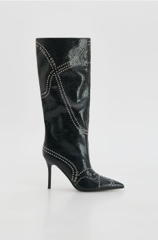 Reserved - Чоботи з металевою фурнітурою - чорний - 741FE-99X