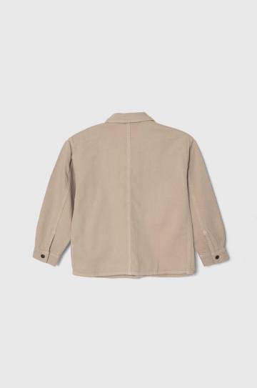 Хлопковая куртка-рубашка Emporio Armani цвет бежевый Хлопковая куртка-рубашка Emporio Armani цвет бежевый