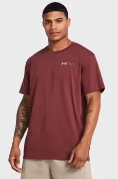 Мужская бордовая футболка UA HW LC LOGO REPEAT SS Бордовый M Under Armour 1382904-688