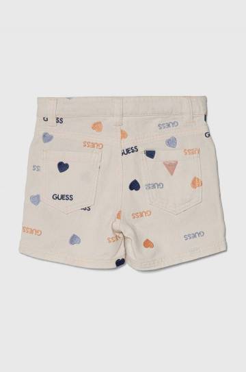 Детские джинсовые шорты Guess цвет белый с узором регулируемая талия