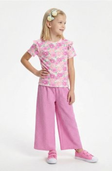 Бавовняні штани wide leg - фуксія