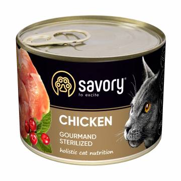 Влажный корм для стерилизованных кошек Savory Cat Can Adult Sterilised с курицей, 200 г Влажный корм для стерилизованных кошек Savory Cat Can Adult Sterilised с курицей, 200 г