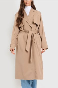 Класичний тренч з поясом - бежевий