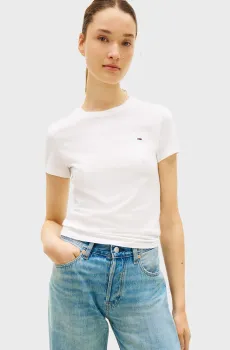 Женская белая футболка SLIM C-NECK Белый S Tommy Jeans DW0DW20459