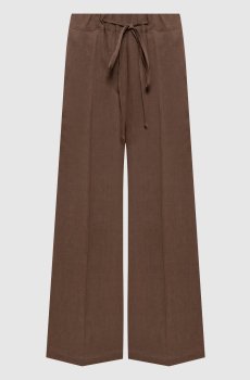 Коричневые брюки из льна