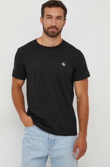 Хлопковая футболка Calvin Klein Jeans 2 шт цвет белый однотонный Хлопковая футболка Calvin Klein Jeans 2 шт цвет белый однотонный