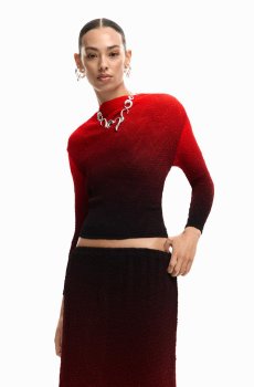 Desigual Ombre Self-Design Boat Neck Blouson Top