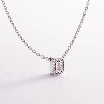 Серебряное колье с буквой "D" с фианитами 1103 D Серебряное колье с буквой "D" с фианитами 1103 D