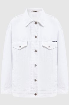 Белая джинсовая куртка с нашивкой