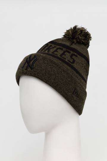 Шапка с примесью шерсти New Era цвет зелёный из толстого трикотажа NEW YORK YANKEES Шапка с примесью шерсти New Era цвет зелёный из толстого трикотажа NEW YORK YANKEES