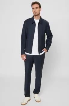 Мужской темно-синий шерстяной костюм (кофта, брюки) Синий 58 BOSS 50547046;404