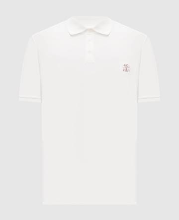 Белое поло с вышивкой эмблемы