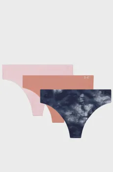 Женские трусики (3 шт) Underwear Thong UA PURE STRETCH NO SHOW THONG -PRINT 3PK Разноцветный XS Under Armour 1383894-044