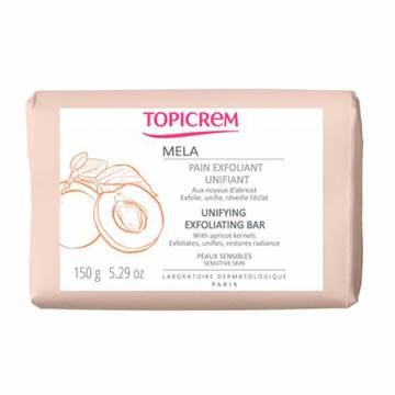 Нежное очищающее мыло для лица и тела Topicrem Mela Unifying Exfoliating Bar, 150 г Нежное очищающее мыло для лица и тела Topicrem Mela Unifying Exfoliating Bar, 150 г