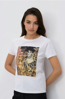 Reserved - Бавовняна футболка з принтом - білий - 872HD-00X