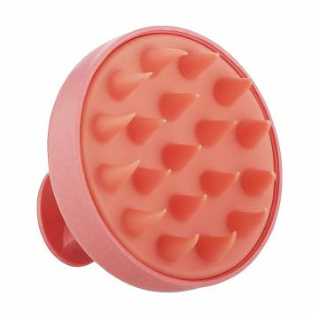 Щетка-массажер для кожи головы Cosmo Shop силиконовая, круглая с ручкой, мраморная розовая, 1 шт (CS041RM)