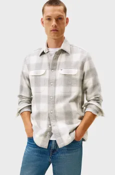 Мужская светло-серая рубашка в клетку FLANNEL Серый XL Tommy Hilfiger MW0MW40483