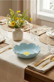 Керамічна миска у формі квітки - блакитний