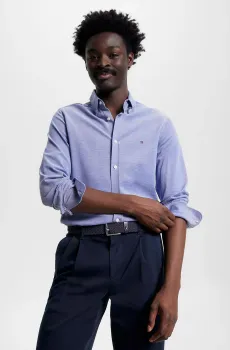 Мужская синяя рубашка 1985 KNITTED SF SHIRT Синий S Tommy Hilfiger MW0MW30675