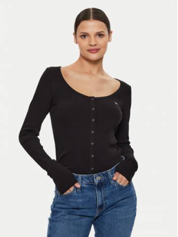 Tommy Jeans Блузка DW0DW18431 Чорний Slim Fit Tommy Jeans Блузка DW0DW18431 Чорний Slim Fit
