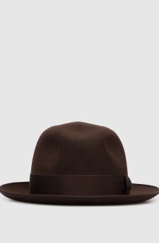 Коричневая шляпа из шерсти кролика и кашемира с бантом