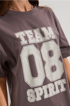 Бавовняна футболка з написом - середньо-сірий