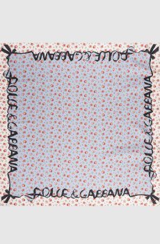 Голубой платок из шелка в принт в виде роз