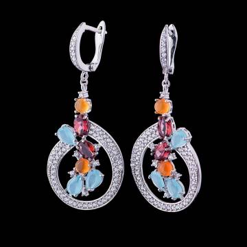 Серебряные серьги (цветные фианиты) 121908 Серебряные серьги (цветные фианиты) 121908