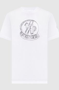 Белая футболка с вышивкой логотипа