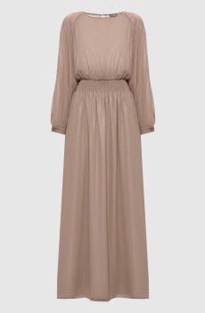 Бежевое платье макси с цепочкой мониль