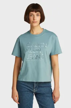 Женская голубая футболка EMBROIDERED INSTITUTIONAL TEE Голубой XS Calvin Klein Jeans J20J224987