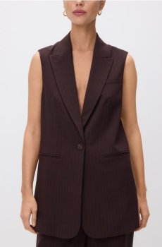 Reserved - Жилет з додаванням віскози - темно коричневий - 035JL-89P