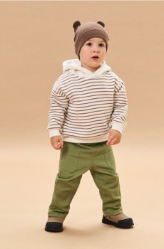 Бавовняні штани з утепленою підкладкою - світло-оливковий