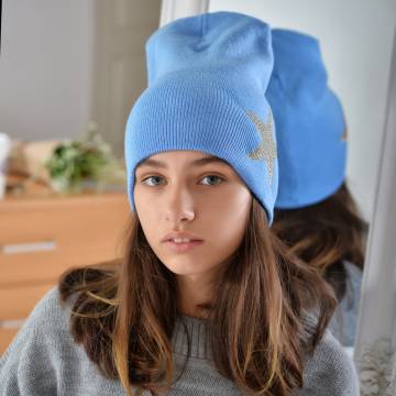 Шапки Lemanta Шапка для дівчаток блакитна (звезда золото) Шапки Lemanta Шапка для дівчаток блакитна (звезда золото)