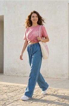 Джинси wide leg - синій