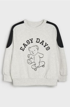Світшот crewneck вільного крою з принтом ведмедика - сірий