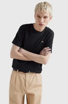 Мужская черная футболка TJM REG JERSEY C NECK Черный L Tommy Jeans DM0DM09598