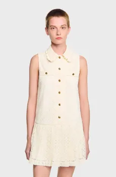 Женский белый сарафан Белый 36 Sandro SFPRO04428_Ecru