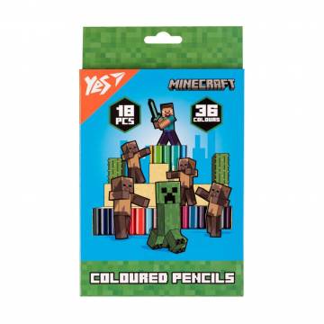 Набор двухсторонних цветных карандашей YES Minecraft Heroes, 36 цветов, 18 шт (290750) Набор двухсторонних цветных карандашей YES Minecraft Heroes, 36 цветов, 18 шт (290750)