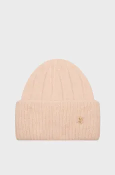Женская розовая шапка TH TIMELESS BEANIE Розовый ONESIZE Tommy Hilfiger AW0AW16630