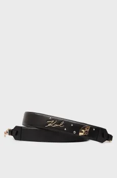 Женский черный кожаный ремень K PINS STRAP Черный ONESIZE Karl Lagerfeld 240W3199