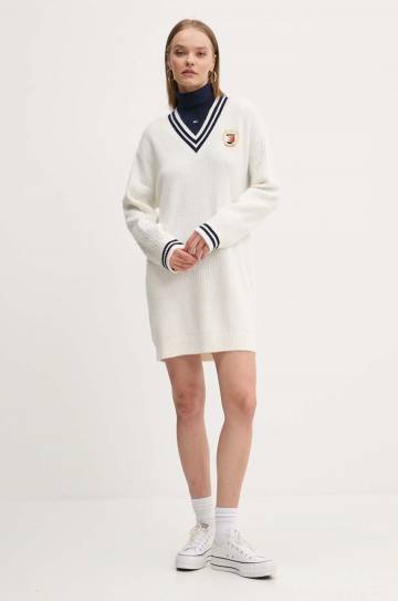 Свитер Tommy Jeans женский цвет синий с гольфом DW0DW19686 Свитер Tommy Jeans женский цвет синий с гольфом DW0DW19686