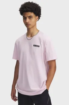 Мужская розовая футболка UA HW ARMOUR LABEL SS Розовый XL Under Armour 1382831-647