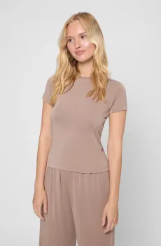 Женская бежевая футболка Бежевый S PRPY PWTSHGOK0039