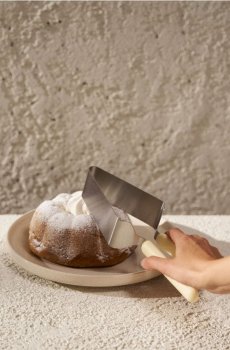 Ніж для торта з подвійною ручкою - кремовий