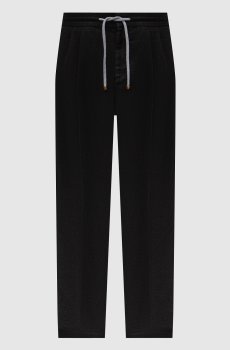 Брюки черного цвета из льна
