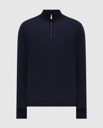 Синий джемпер из шерсти и кашемира на молнии