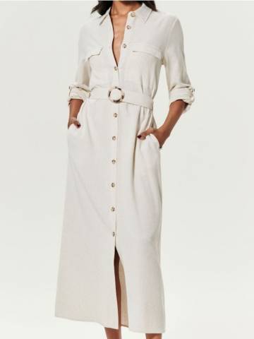 Сукня з тканини з високим вмістом віскози - нюдовий Сукня з тканини з високим вмістом віскози - нюдовий