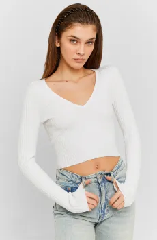 Женский белый лонгслив Белый M Tally Weijl SPUVIRAISSA