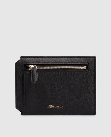 Черный кожаный картхолдер с логотипом